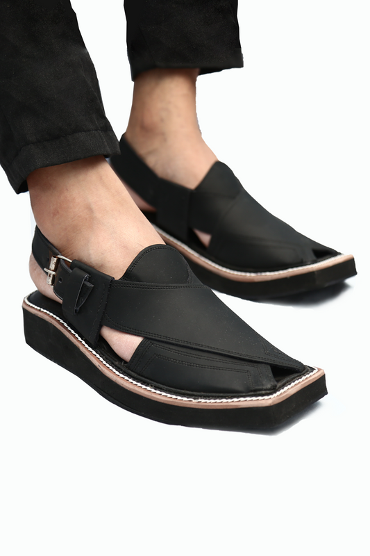 Peshawari Kaptan Sandal - Matte Black