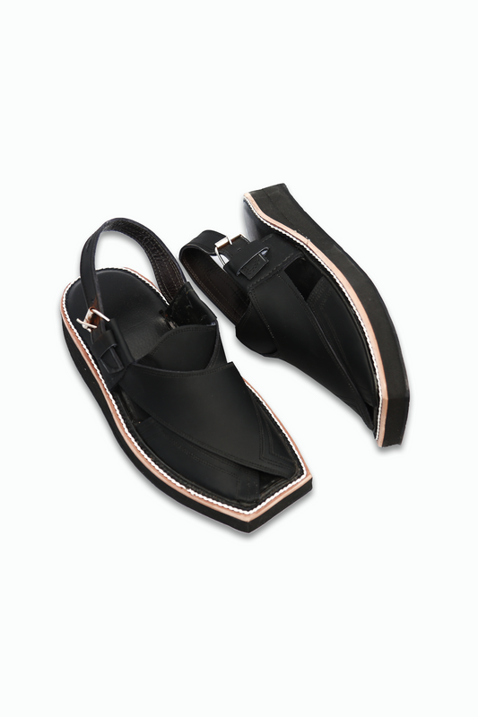 Peshawari Kaptan Sandal - Matte Black