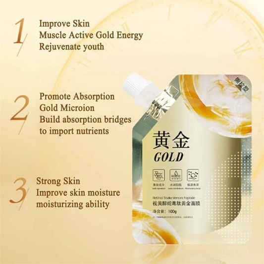 Anti Aging Peel Off Gold Face Mask Retinol Snake Venom Peptide For Blackheads And Pores Moisturizing With Free Silicon Brush - 100% Original