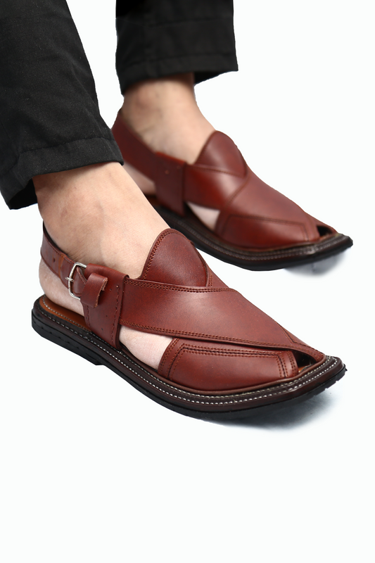 Peshawari Ethnic Sandal- Reddish Brown