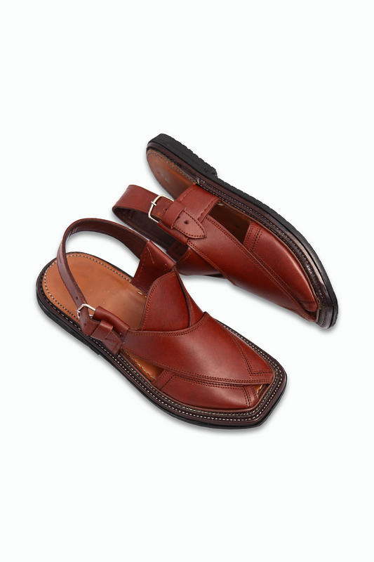 Peshawari Ethnic Sandal- Reddish Brown