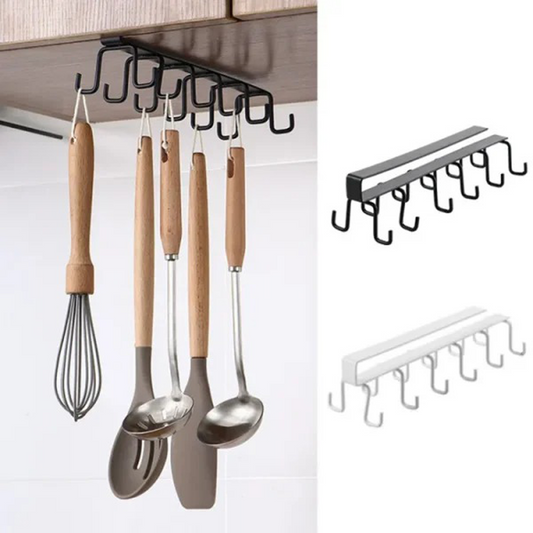 12 Hooks Kitchen Utensil Ties Belt Under Cabinet Closet (Random Color )