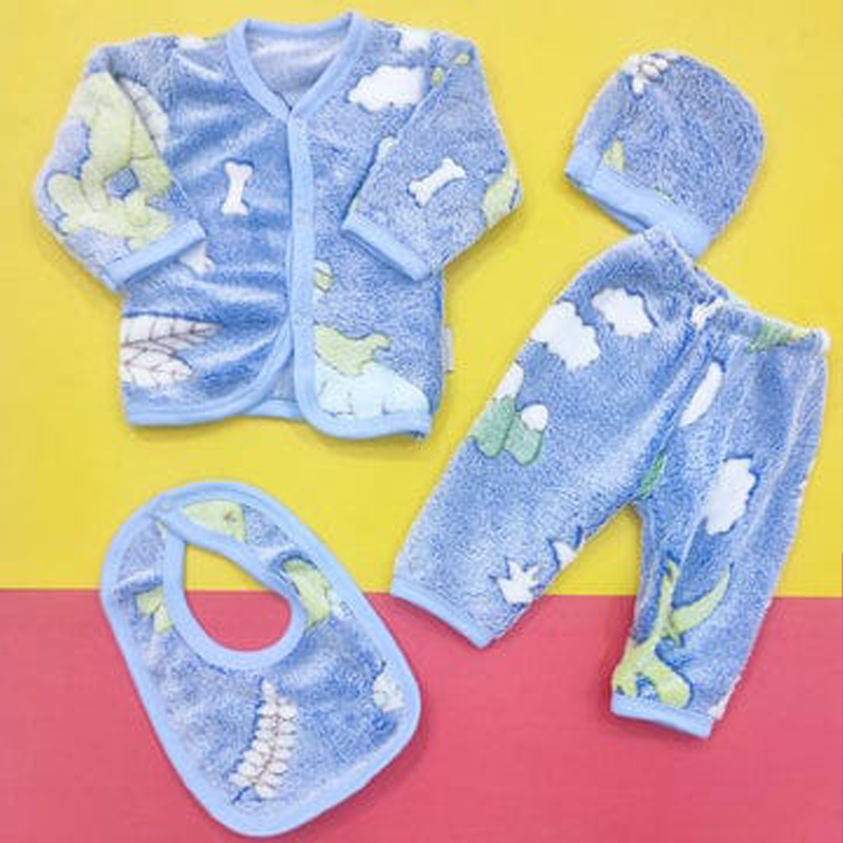 Newborn Baby Velvet Suit For Winter - Blue