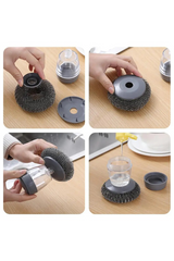 Pressing Cleaning Brush Built-in Liquid Storage Tank Dishwashing Pot