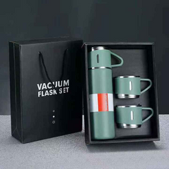 3 In 1 Vacuum Insulated Thermal Flask Set With Cup Set (Random Color)