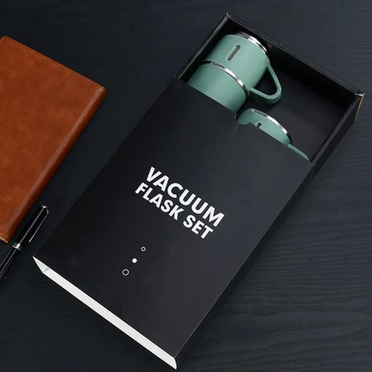 3 In 1 Vacuum Insulated Thermal Flask Set With Cup Set (Random Color)