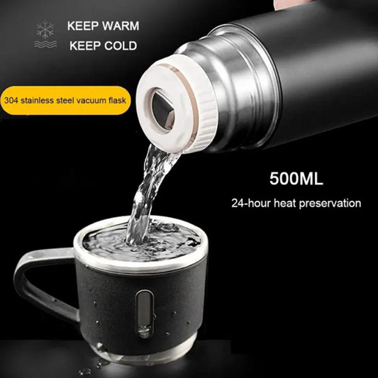 3 In 1 Vacuum Insulated Thermal Flask Set With Cup Set (Random Color)