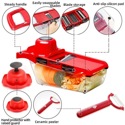 Multifunctional Vegetable Chopper  6 Interchangeable Blades With Peeler