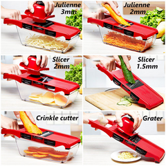 Multifunctional Vegetable Chopper  6 Interchangeable Blades With Peeler