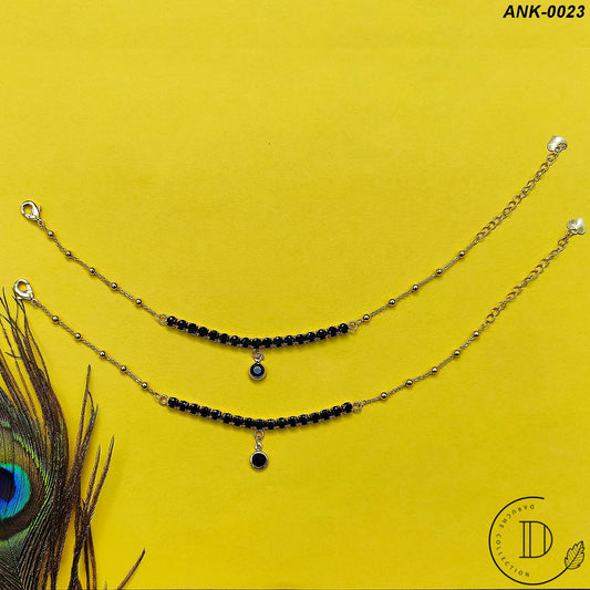 Gold Plated Black Zircon Stone Anklets