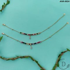 Gold Plated Multi Zircon Stone Anklets