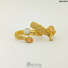 Gold Plated Gem Stones Bangles Pair (BAN-0019)