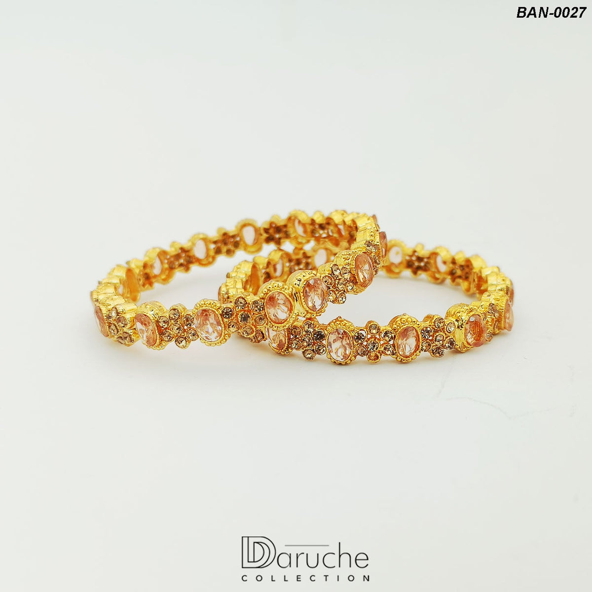 Gold Plated Gem Stone Bangles (BAN-0027)