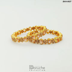 Gold Plated Gem Stone Bangles (BAN-0027)