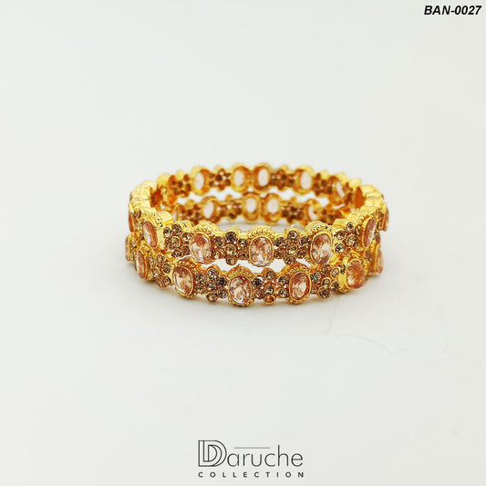 Gold Plated Gem Stone Bangles (BAN-0027)