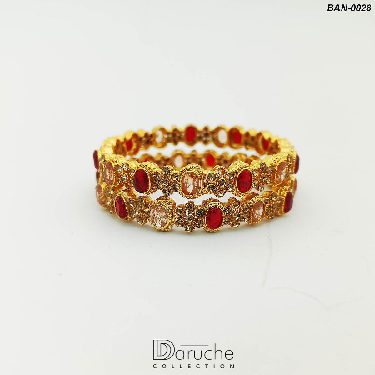 Gold Plated Gem Stone Bangles (BAN-0028)