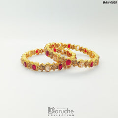 Gold Plated Gem Stone Bangles (BAN-0028)