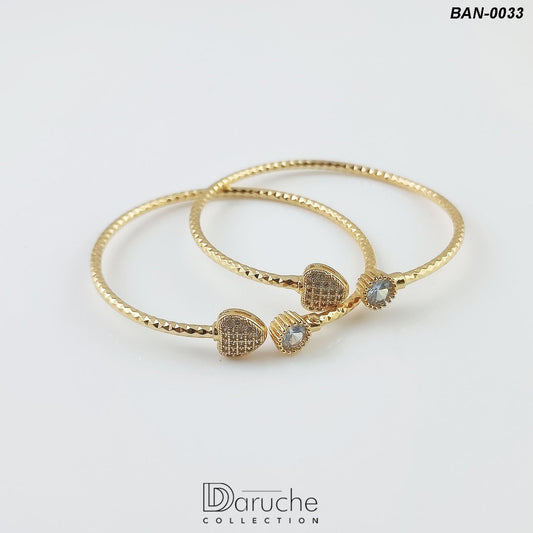 Gold Plated Zircon Stone Bangles Pair