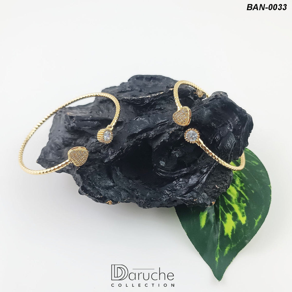 Gold Plated Zircon Stone Bangles Pair