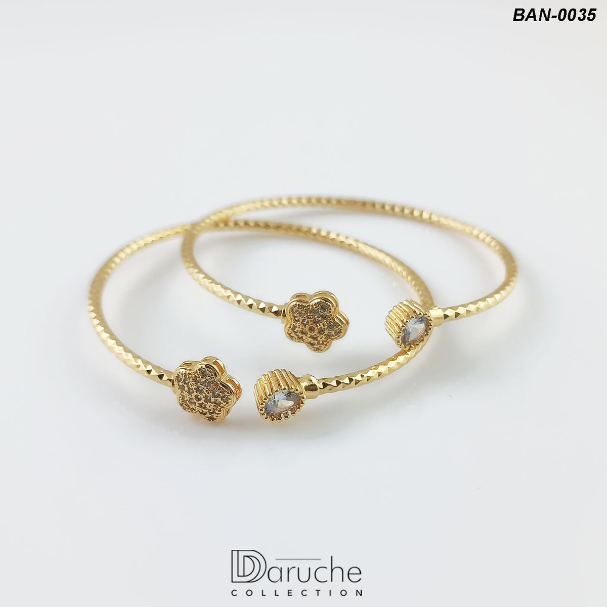 Gold Plated Zircon Stone Bangles Pair