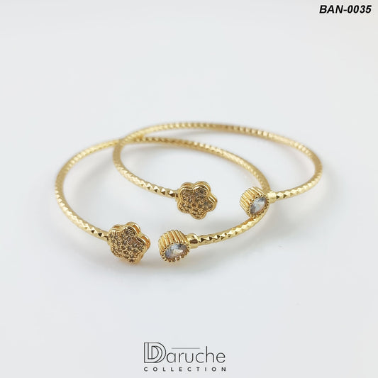 Gold Plated Zircon Stone Bangles Pair