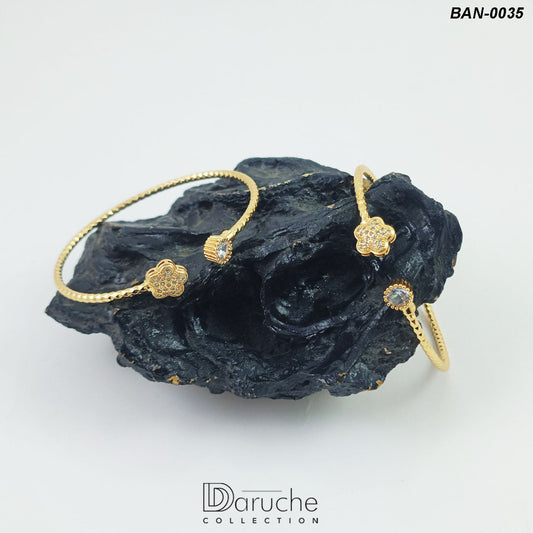 Gold Plated Zircon Stone Bangles Pair