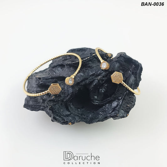 Gold Plated Zircon Stone Bangles Pair