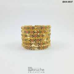 Gold Plated Naurattan 6 Pieces Bangles