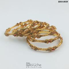 Gold Plated Zircon Stone 6 Pieces Bangles