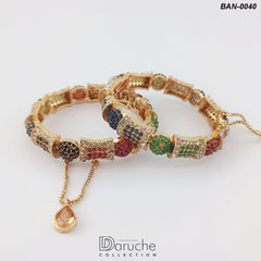 Gold Plated Naurattan Openable Bangles Pair