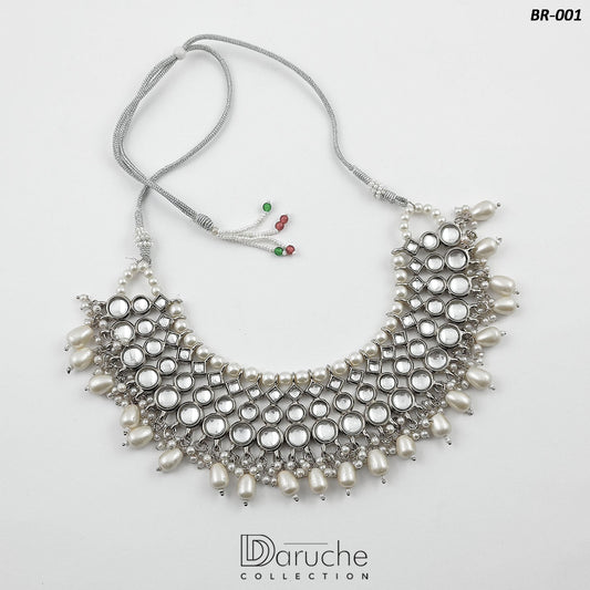 Silver Plated Kundan Stone Bridal Set