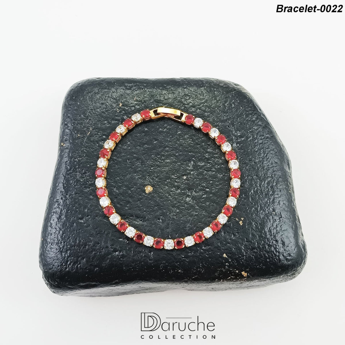 Gold Plated Ruby & White Zircon Stones Bracelet