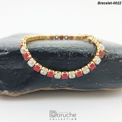 Gold Plated Ruby & White Zircon Stones Bracelet