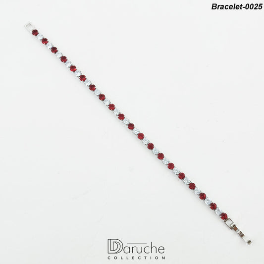 Silver Plated Ruby & White Zircon Stones Bracelet