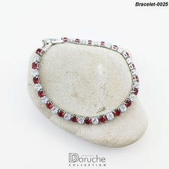 Silver Plated Ruby & White Zircon Stones Bracelet