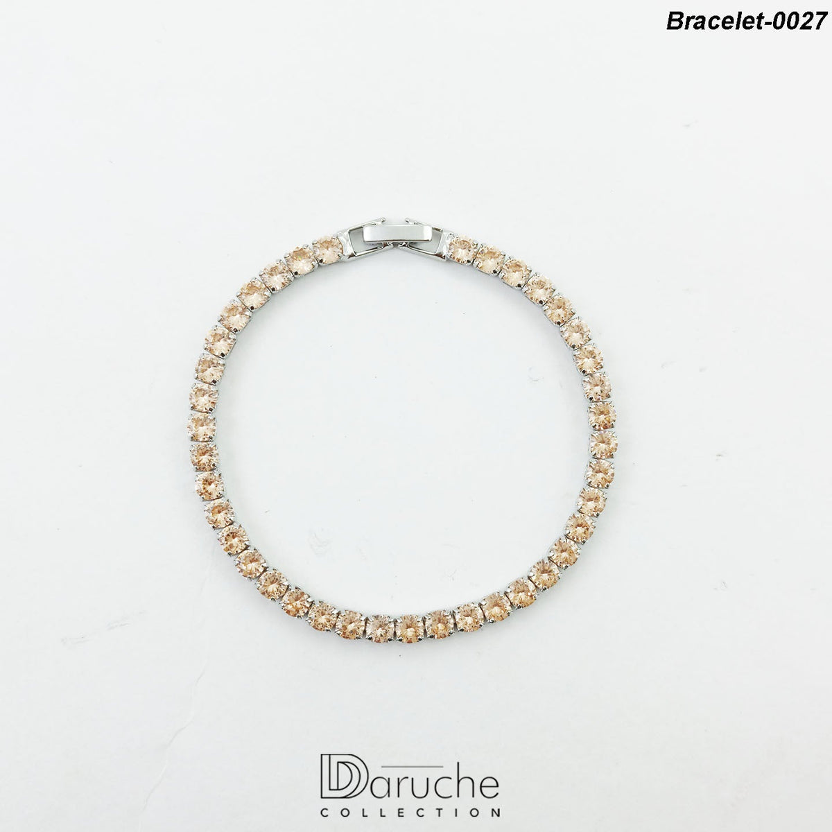 Silver Plated Champagne Zircon Stones Bracelet