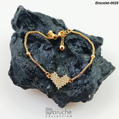 Gold Plated Zircon Stone Heart Bracelet