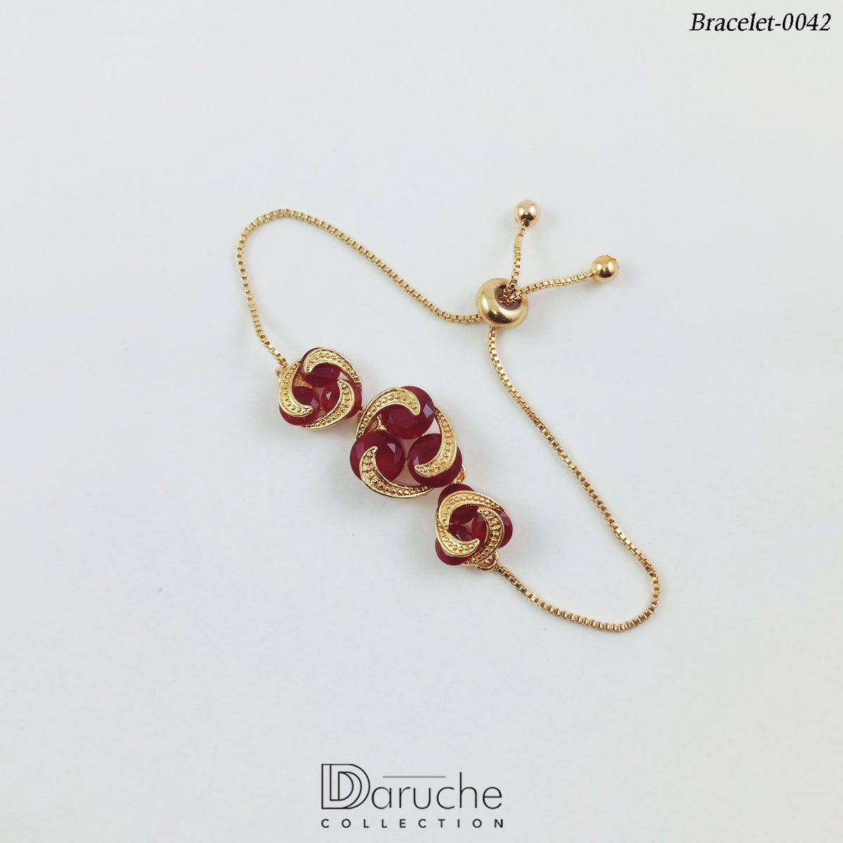 Gold Plated Ruby Zircon Stone Adjustable Bracelet