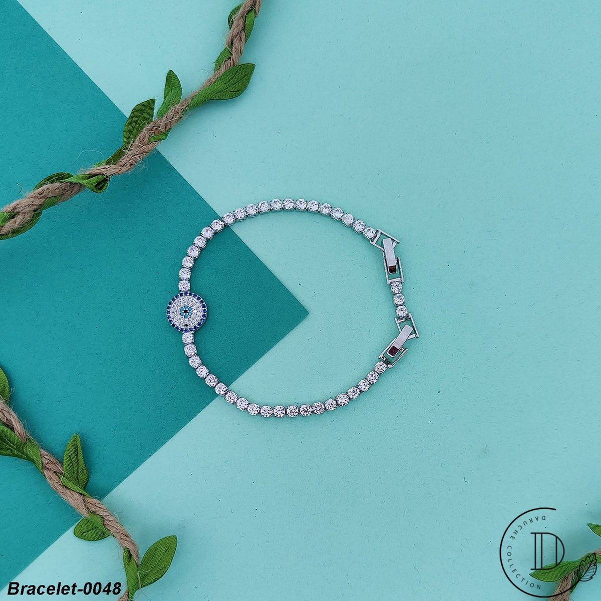 Silver Plated Zircon Stones Adjustable Bracelet