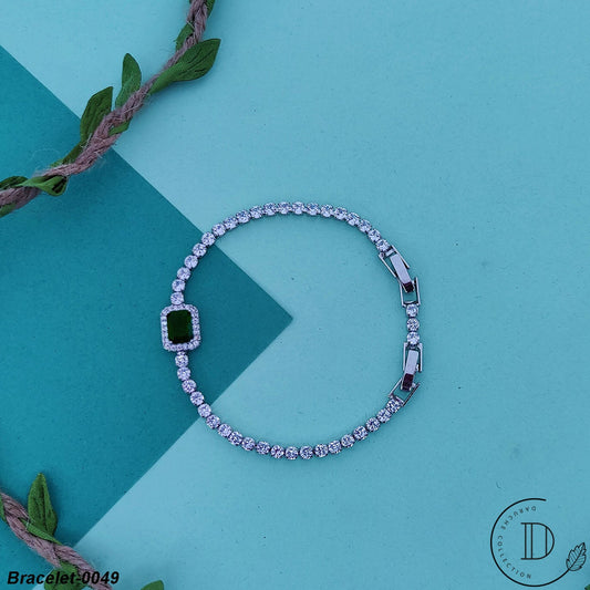 Silver Plated Zircon Stones Adjustable Bracelet