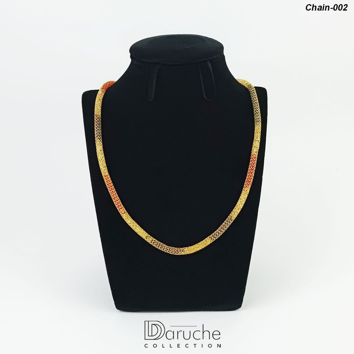 Gold Plated Red & Green Crystal Chain