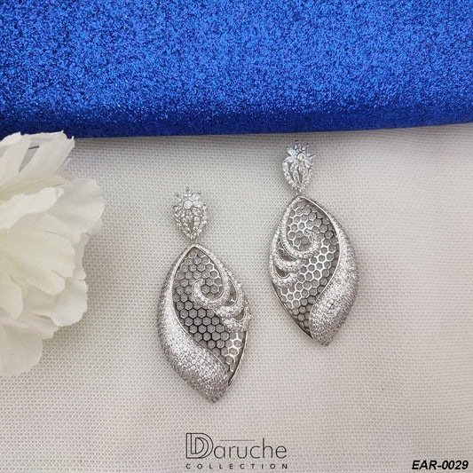 Silver Plated Zircon Stone Earrings (EAR-0029)