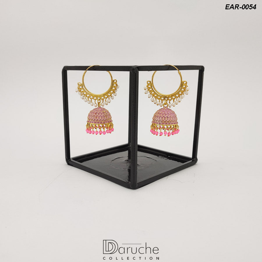 Gold Plated Indian Pink Earrings (EAR-0054)