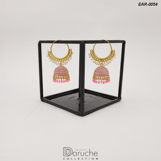 Gold Plated Indian Pink Earrings (EAR-0054)