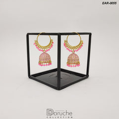 Gold Plated Indian Pink Earrings (EAR-0055)