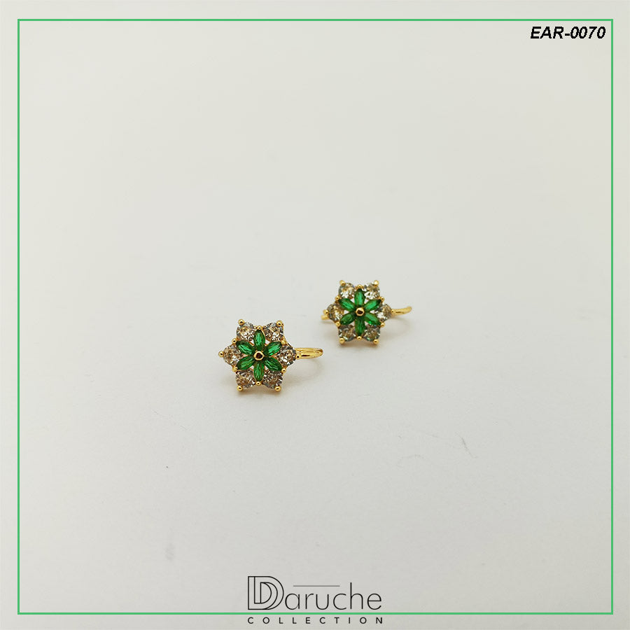 Gold Plated Green Zircon Stone Earrings (EAR-0070)