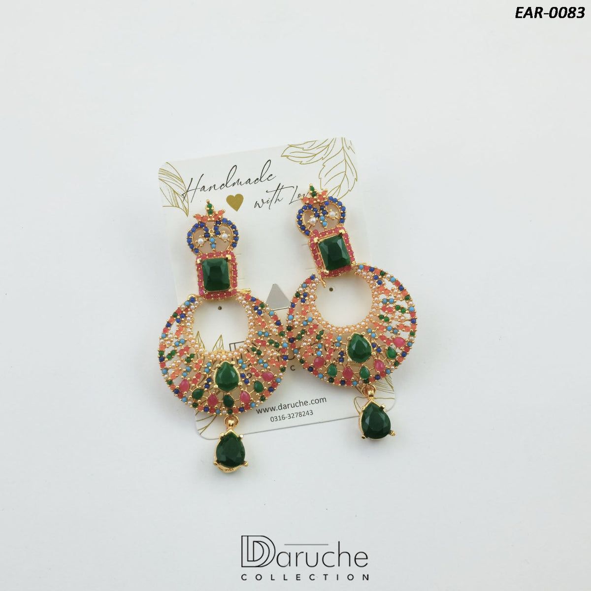 Gold Plated Green Naurattan Earrings