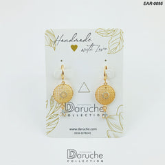 Gold Plated Champagne White Stone Earrings