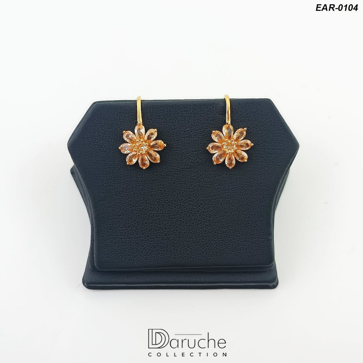 Gold Plated Champagne Cubic Zircon Stone Earrings