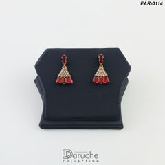 Gold Plated Ruby Zircon Stones Earrings